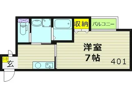 ヒルズ桜宮(1K/4階)の間取り写真