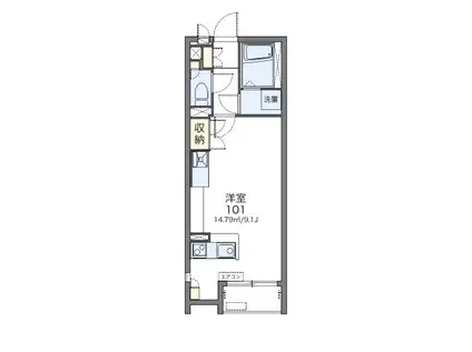 アレグリーアII(1K/1階)の間取り写真