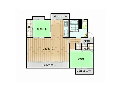 野間台10棟(3LDK/4階)の間取り写真