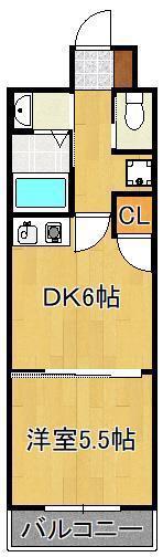 リード大手町(1DK/2階)の間取り写真