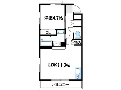グランツK(1LDK/2階)の間取り写真