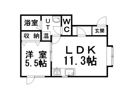 SECIO(1LDK/1階)の間取り写真
