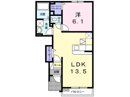 ヒルズタウンV(1LDK/1階)の間取り写真