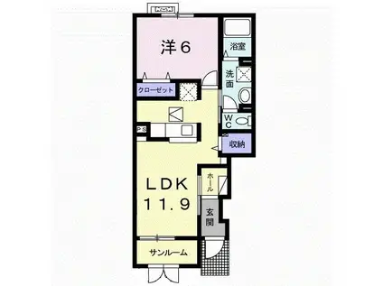 ヴィノ ティント(1LDK/1階)の間取り写真