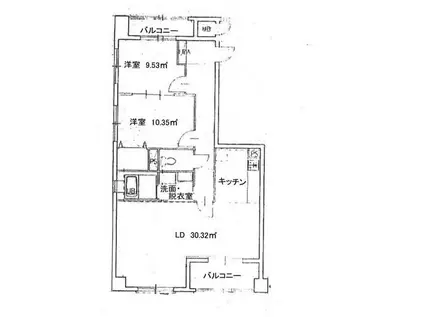 グレジデンス中道(2LDK/1階)の間取り写真