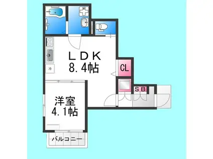 GRANDIR七道BLISS COURT(1LDK/2階)の間取り写真