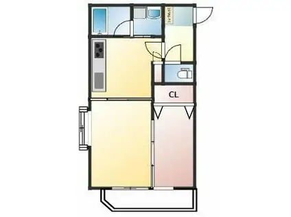  キャッスル九品寺(2DK/1階)の間取り写真