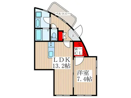 WADA BーHOUSE(1LDK/2階)の間取り写真