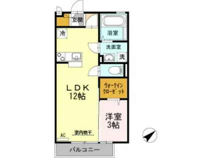 ポートボヌール(1LDK/2階)の間取り写真