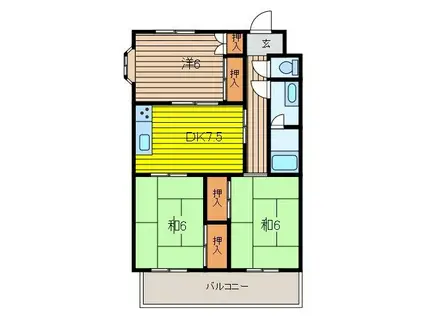 ハイツシゲヲ(3DK/1階)の間取り写真