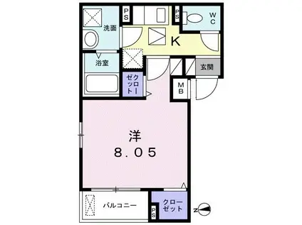 ベルフィオーレ戸越(1K/1階)の間取り写真