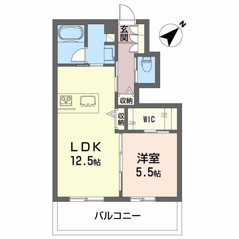 シャーメゾンにしむら(1LDK/1階)の間取り写真