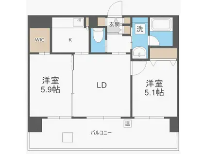 クインテットミナミフクオカ(2LDK/5階)の間取り写真