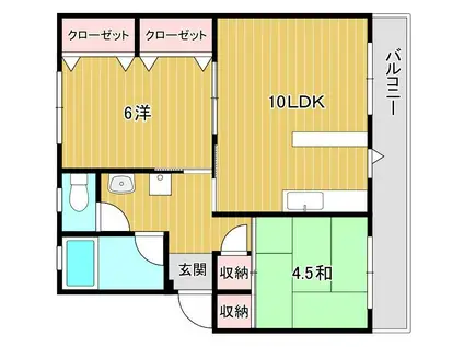 メゾンドロワール(2LDK/3階)の間取り写真