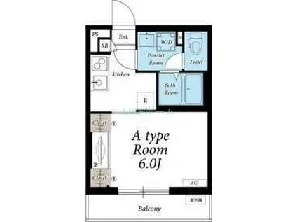リブリ・SUZUYASU(1K/1階)の間取り写真