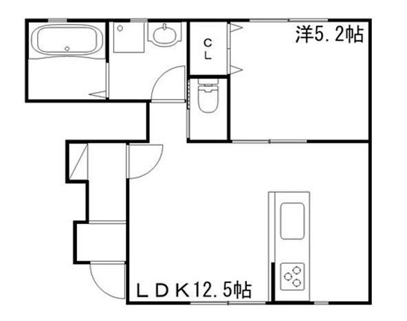 サンサージュ北原(1LDK/1階)の間取り写真