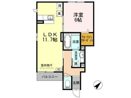 ラ・ルーン(1LDK/1階)の間取り写真