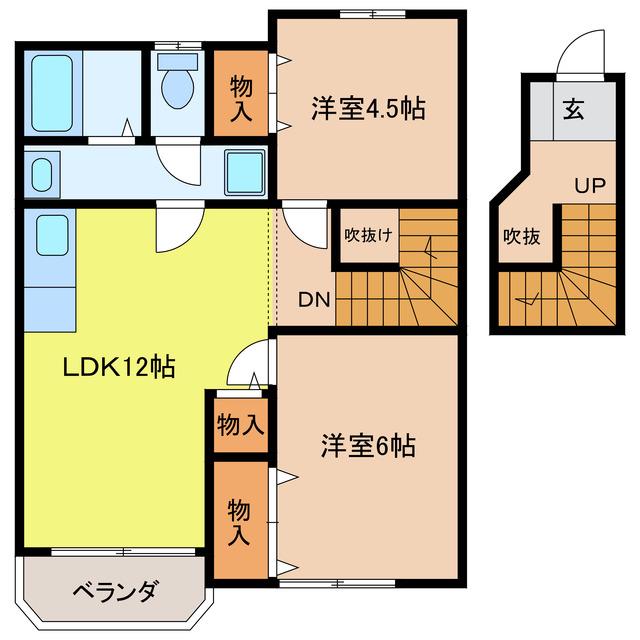 プレジオミツハシ IV(2LDK/2階)の間取り写真