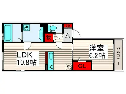 FLATTENJINV(1LDK/2階)の間取り写真