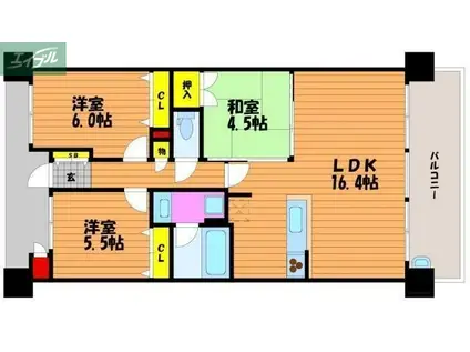 アウルステージ西市(3LDK/11階)の間取り写真