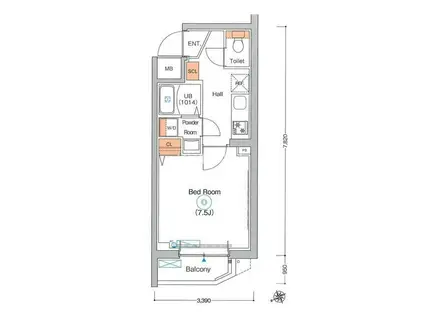 エストゥルースプラス川崎(1K/1階)の間取り写真