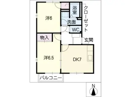 アーバニア佐古木B(2DK/2階)の間取り写真