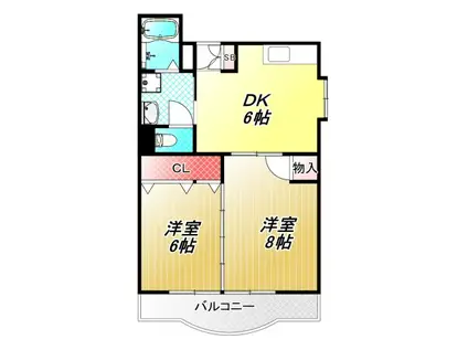 グリーンハイツ長堂(2DK/2階)の間取り写真