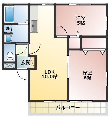 キアーロI(2LDK/1階)の間取り写真