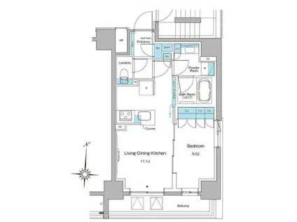 ブラウ菊川プレイス 旧ルフォンプログレ菊川(1LDK/5階)の間取り写真