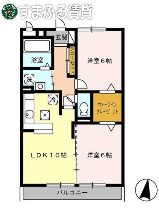 ラピュタ(2LDK/1階)の間取り写真