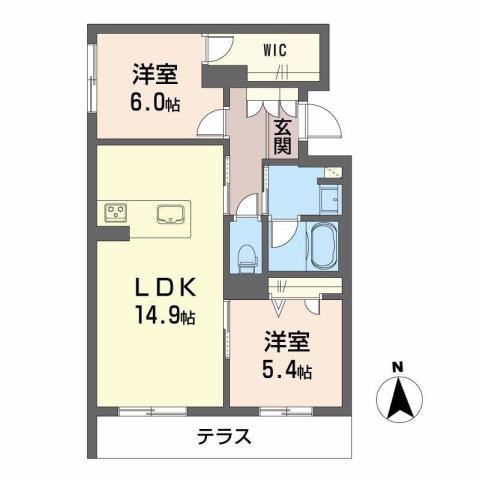 エーデルワイス(2LDK/1階)の間取り写真