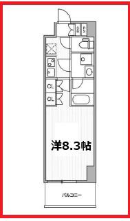 ニドアサクサ(1K/6階)の間取り写真