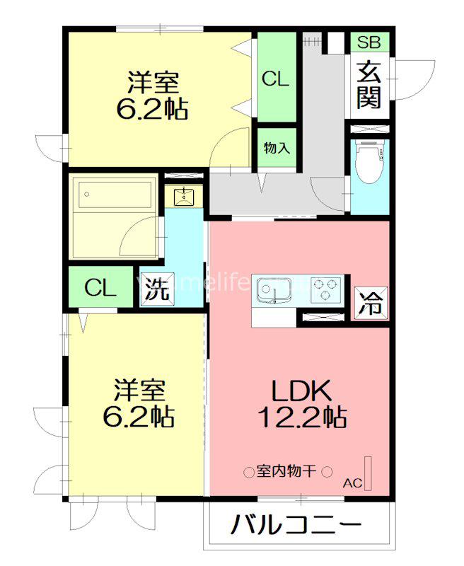 ベーチェル湘南(2LDK/2階)の間取り写真