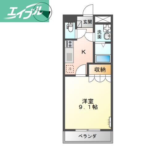 ディアドリーム(1K/2階)の間取り写真