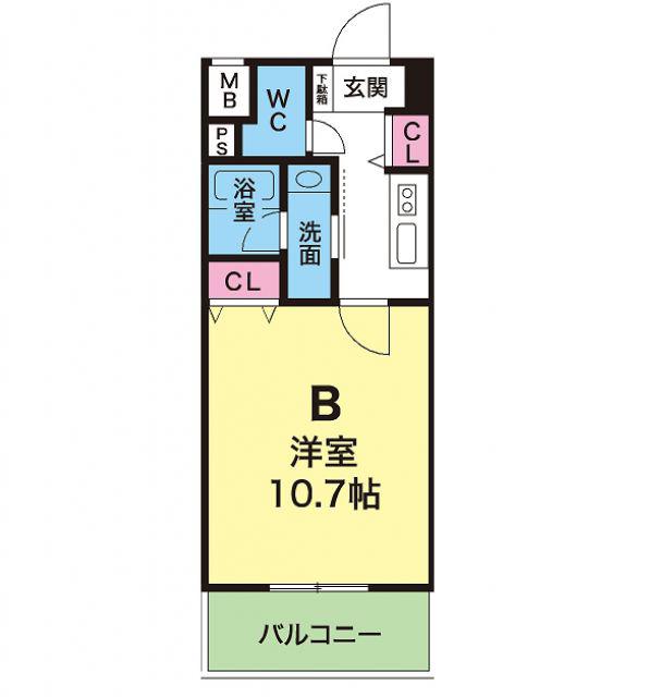 YKハイツ西明石II(1K/6階)の間取り写真