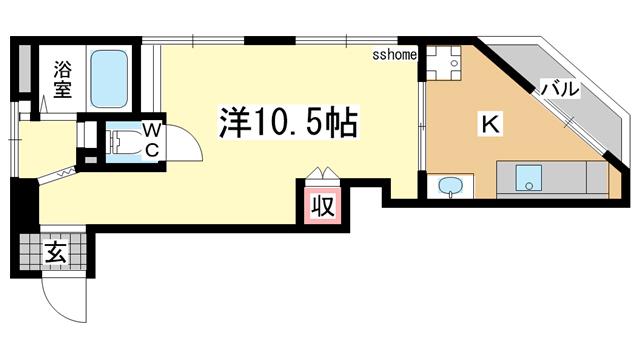 稗原マンション(1DK/4階)の間取り写真