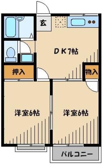 ハイツウィスタリア(2DK/2階)の間取り写真