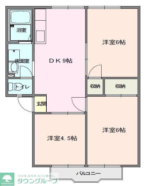 ハイツウィンディアB(3DK/2階)の間取り写真