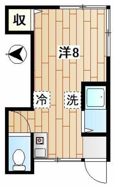 Kフラット(ワンルーム/1階)の間取り写真