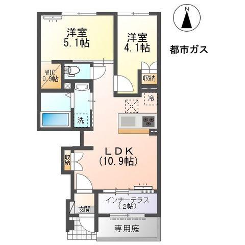 三ツ井アパート(2LDK/1階)の間取り写真