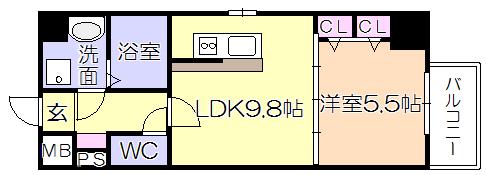 リッツ・アヴェニュー(1LDK/3階)の間取り写真