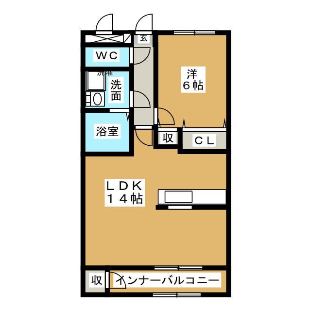 AS ONE III(1LDK/2階)の間取り写真