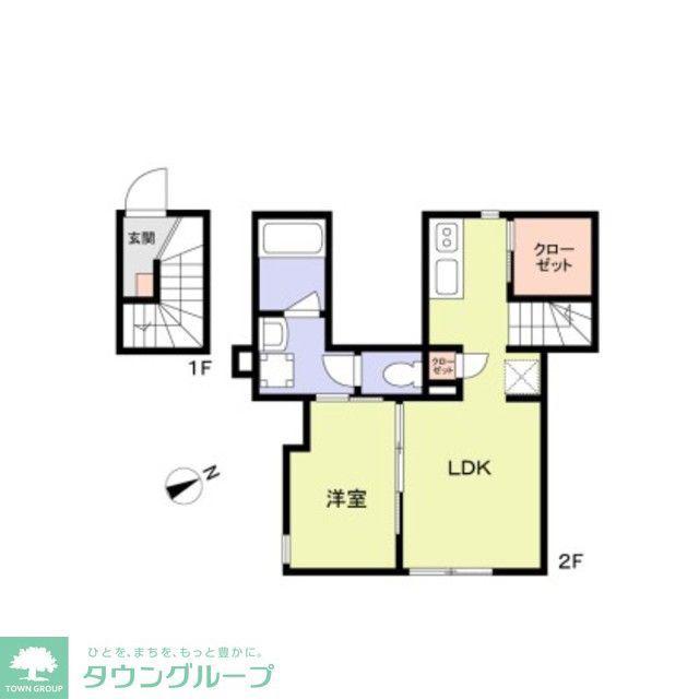 WOODCREST大井RESIDENCE(1LDK/2階)の間取り写真