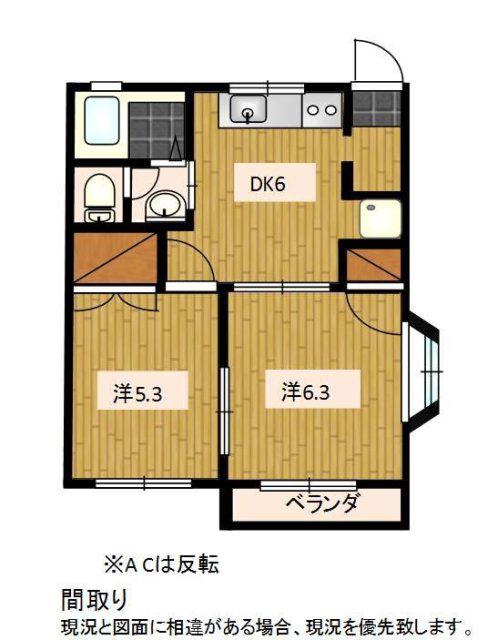 SWEET HOMEI(2DK/1階)の間取り写真