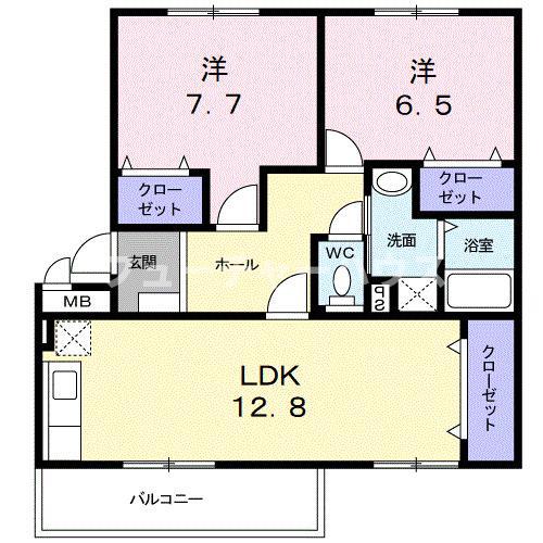 メゾンプルミエールIV(2LDK/1階)の間取り写真