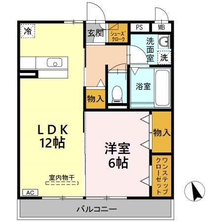 オークビレッジ名城(1LDK/2階)の間取り写真