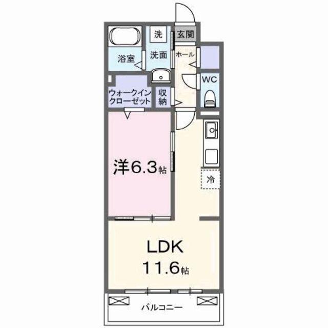 ベルヒルズノース(1LDK/1階)の間取り写真