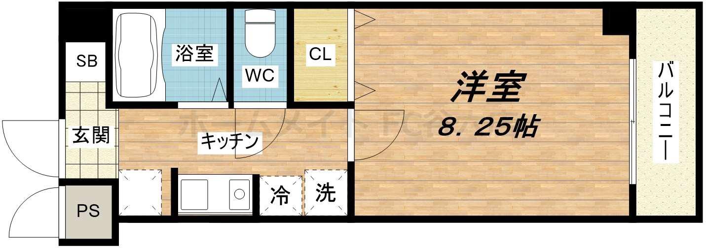 グランドタワー森之宮サウス(1K/3階)の間取り写真