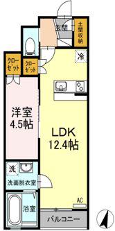 アメリア(1LDK/1階)の間取り写真