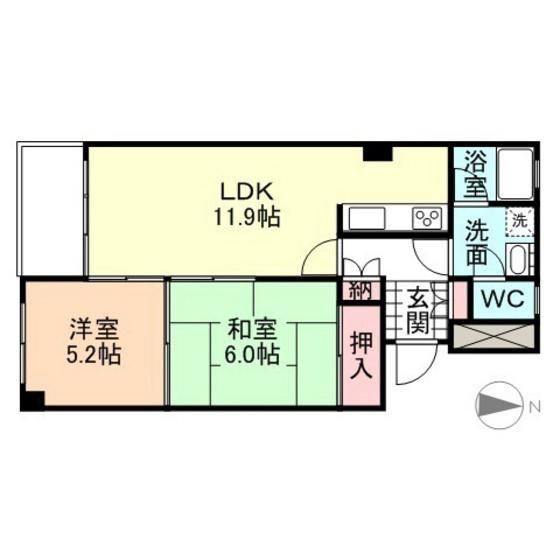 リバーフィールド(2LDK/1階)の間取り写真